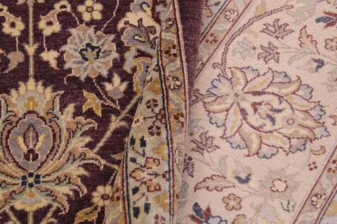 handmade Traditional Design Aubergine Tan Hand Knotted RECTANGLE 100% WOOL area rug 9'X12'