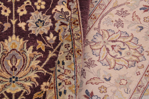 handmade Transitional Design Aubergine Tan Hand Knotted RECTANGLE 100% WOOL area rug 9' x 12'