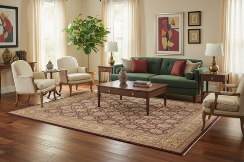 handmade Traditional Design Aubergine Tan Hand Knotted RECTANGLE 100% WOOL area rug 9'X12'