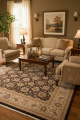 handmade Traditional Design Brown Tan Hand Knotted RECTANGLE 100% WOOL area rug 9'X12'