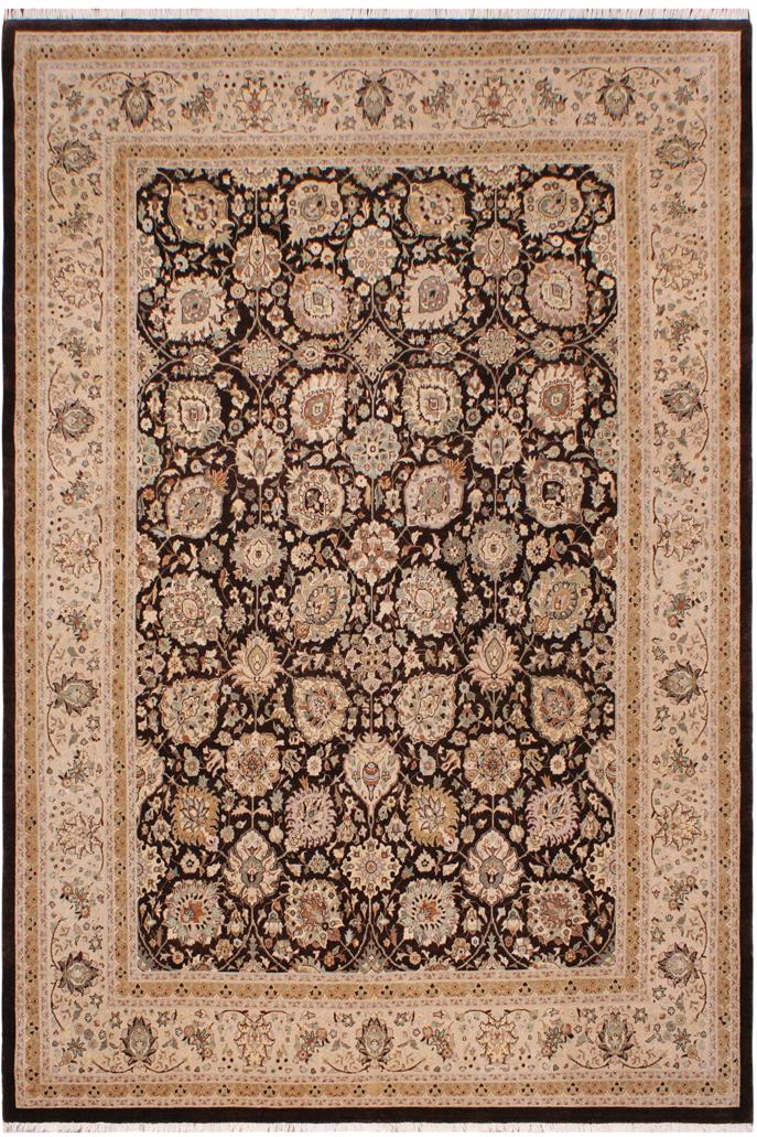 handmade Traditional Design Brown Tan Hand Knotted RECTANGLE 100% WOOL area rug 9'X12'