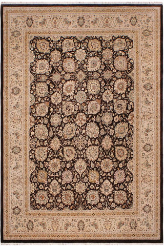 handmade Traditional Design Brown Tan Hand Knotted RECTANGLE 100% WOOL area rug 9'X12'