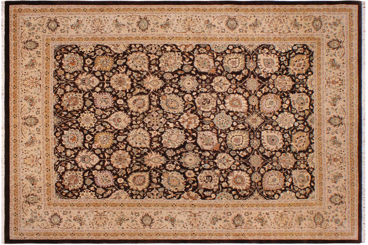 handmade Transitional Design Brown Tan Hand Knotted RECTANGLE 100% WOOL area rug 9' x 12'