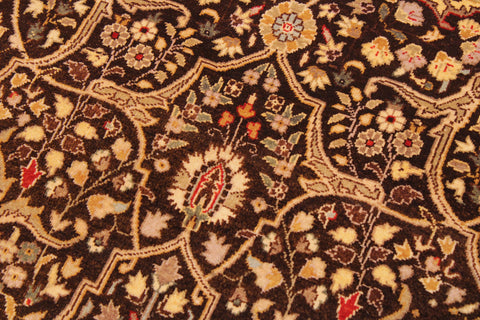 handmade Transitional Tabriz Brown Tan Hand Knotted RECTANGLE 100% WOOL area rug 9' x 12'