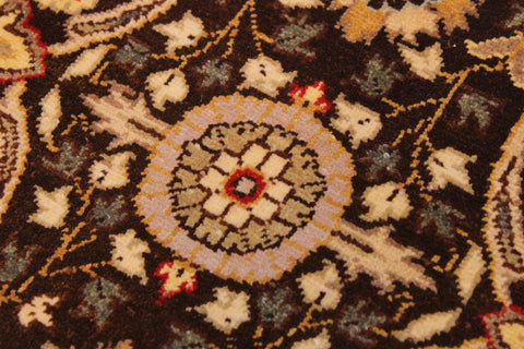 handmade Transitional Tabriz Brown Tan Hand Knotted RECTANGLE 100% WOOL area rug 9' x 12'