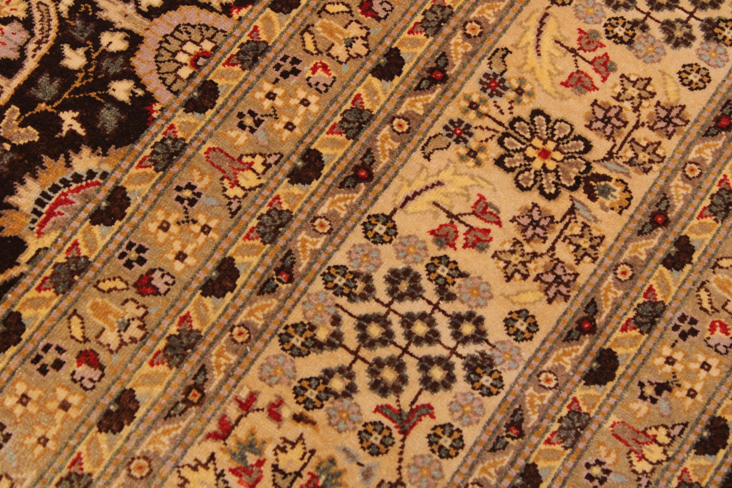 handmade Transitional Tabriz Brown Tan Hand Knotted RECTANGLE 100% WOOL area rug 9' x 12'