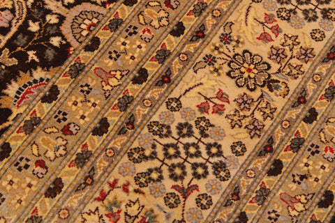 handmade Transitional Tabriz Brown Tan Hand Knotted RECTANGLE 100% WOOL area rug 9' x 12'