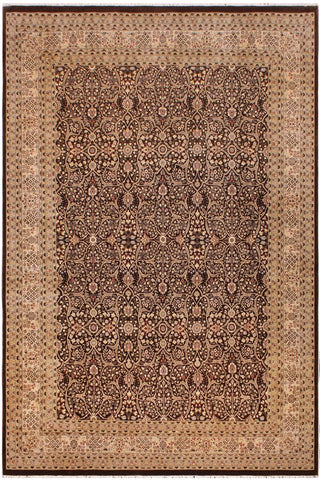 handmade Traditional Tabriz Brown Tan Hand Knotted RECTANGLE 100% WOOL area rug 9'X12'