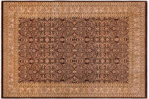 handmade Transitional Tabriz Brown Tan Hand Knotted RECTANGLE 100% WOOL area rug 9' x 12'