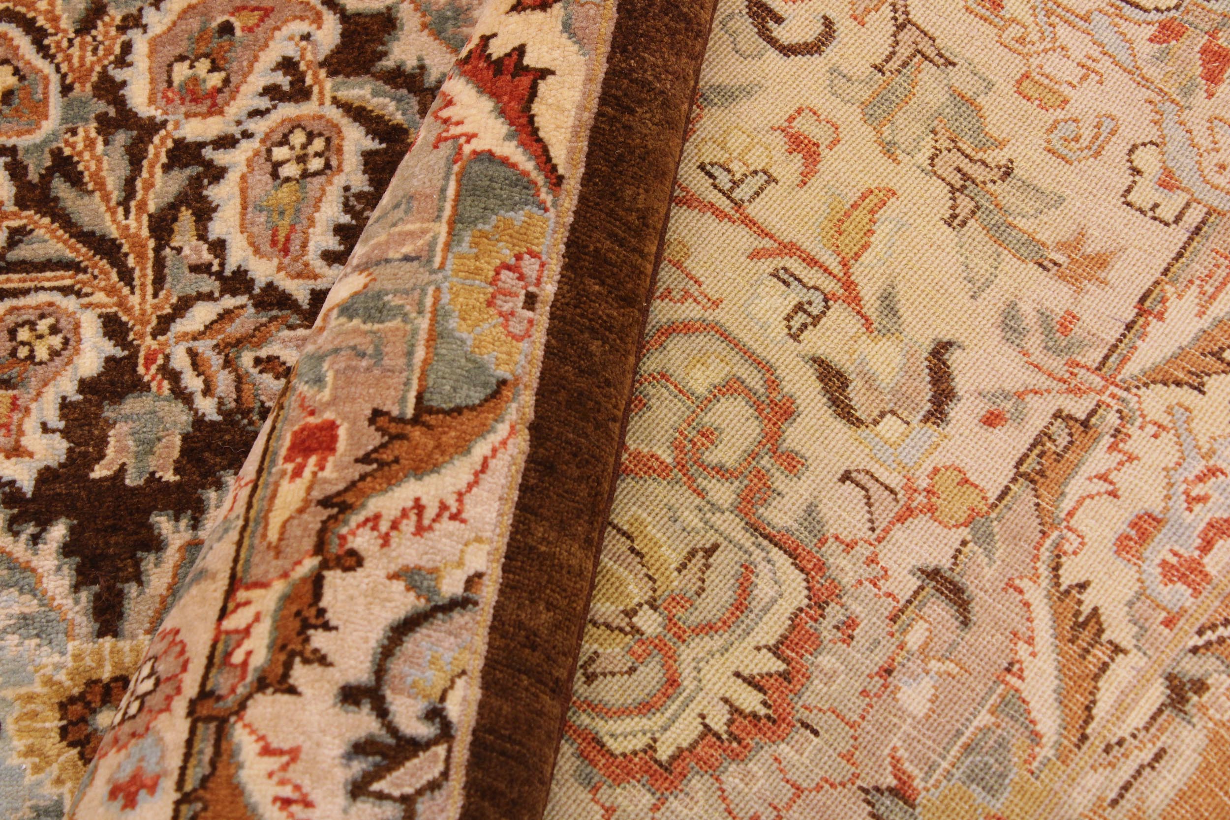 handmade Transitional Design Brown Multi Hand Knotted RECTANGLE 100% WOOL area rug 9' x 12'