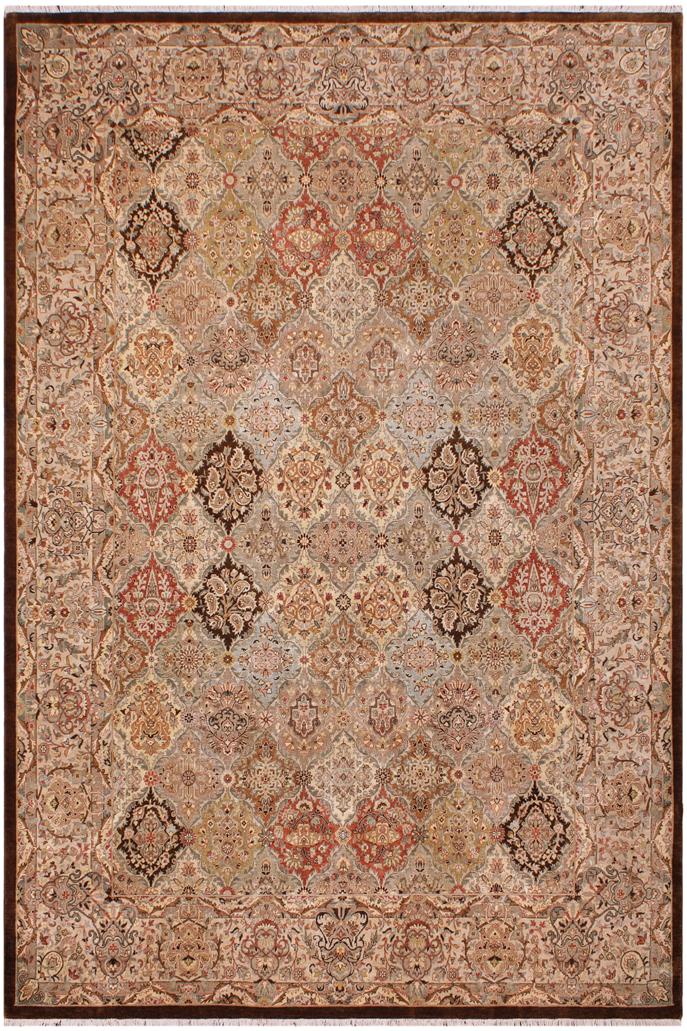 handmade Traditional Design Brown Multi Hand Knotted RECTANGLE 100% WOOL area rug 9'X12'