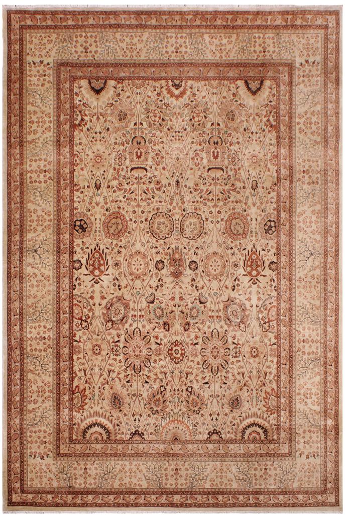 handmade Traditional Design Lt. Tan Lt. Tan Hand Knotted RECTANGLE 100% WOOL area rug 9'X12'