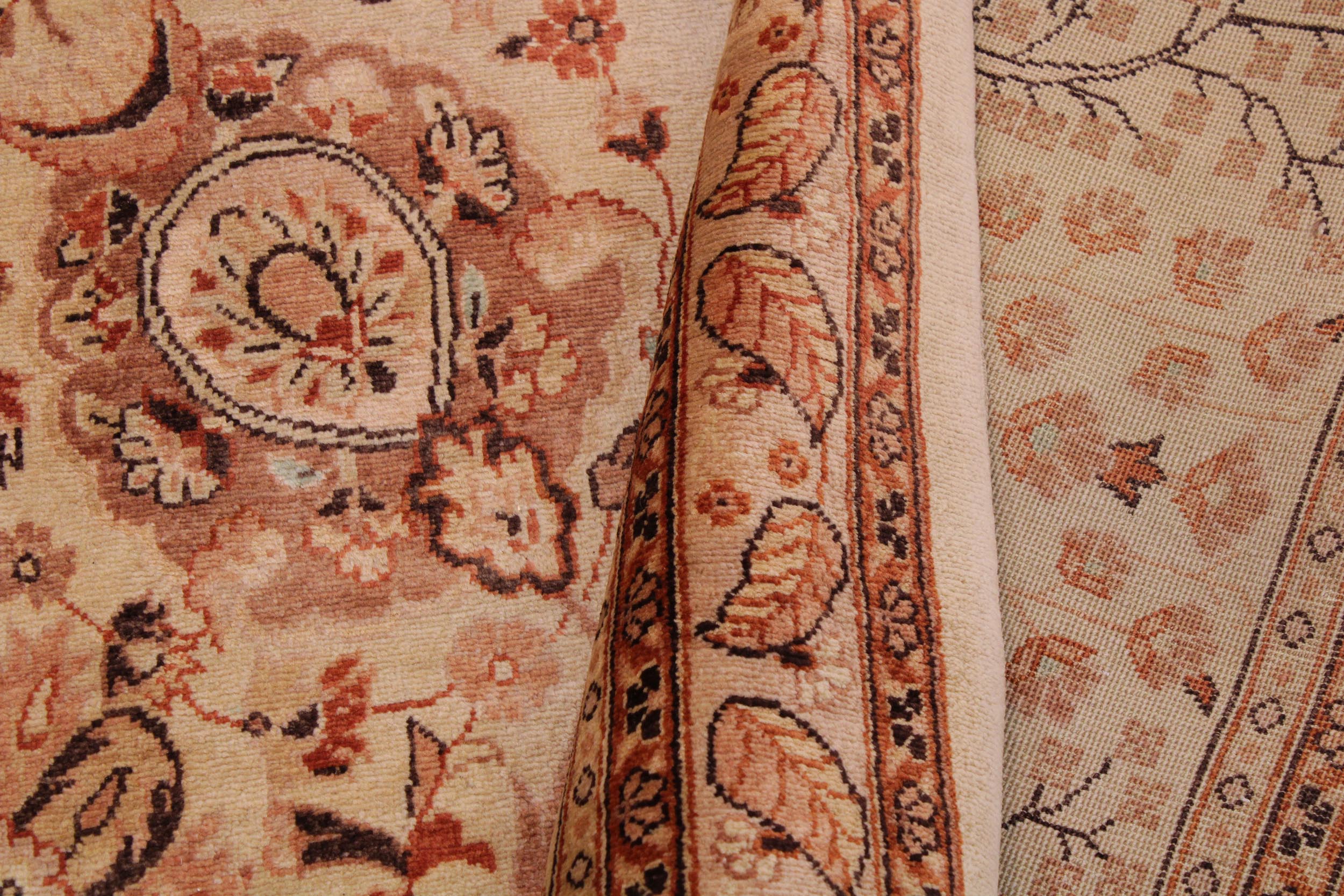 handmade Traditional Design Lt. Tan Lt. Tan Hand Knotted RECTANGLE 100% WOOL area rug 9' x 12'