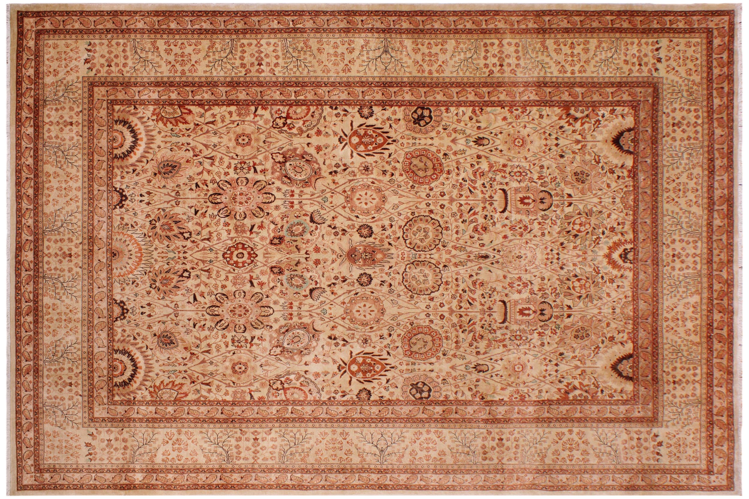 handmade Traditional Design Lt. Tan Lt. Tan Hand Knotted RECTANGLE 100% WOOL area rug 9' x 12'