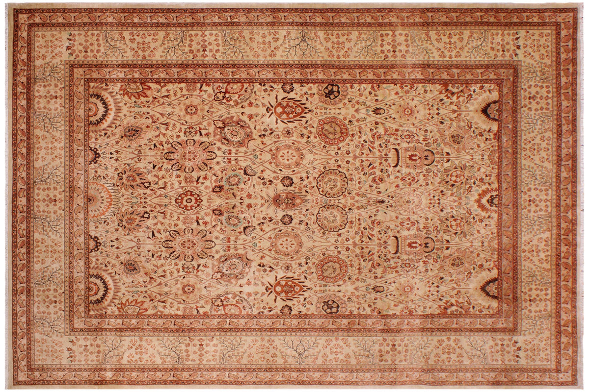 handmade Traditional Design Lt. Tan Lt. Tan Hand Knotted RECTANGLE 100% WOOL area rug 9' x 12'