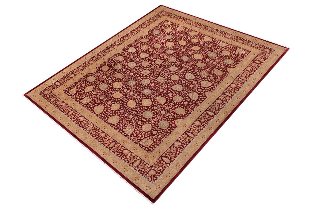 handmade Traditional Design Red Mustard Hand Knotted RECTANGLE 100% WOOL area rug 9'X12'