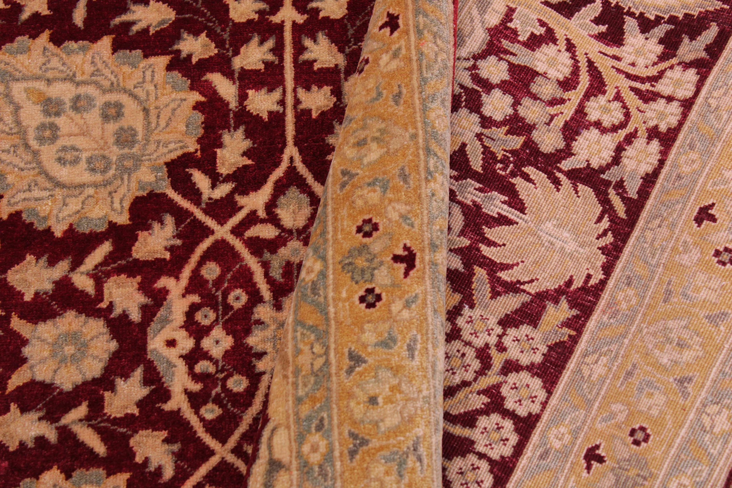 handmade Transitional Design Red Mustard Hand Knotted RECTANGLE 100% WOOL area rug 9' x 12'