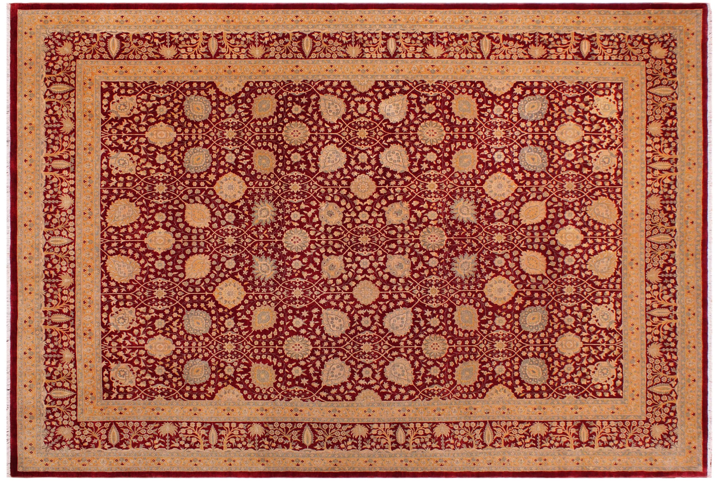 handmade Transitional Design Red Mustard Hand Knotted RECTANGLE 100% WOOL area rug 9' x 12'