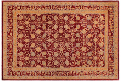 handmade Transitional Design Red Mustard Hand Knotted RECTANGLE 100% WOOL area rug 9' x 12'