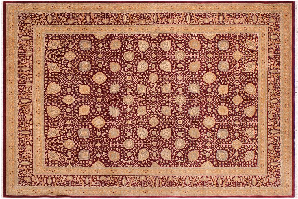 handmade Traditional Design Drk. Red Gold Hand Knotted RECTANGLE 100% WOOL area rug 9x12