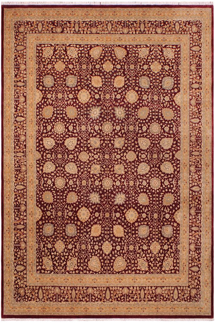 handmade Traditional Design Drk. Red Gold Hand Knotted RECTANGLE 100% WOOL area rug 9x12