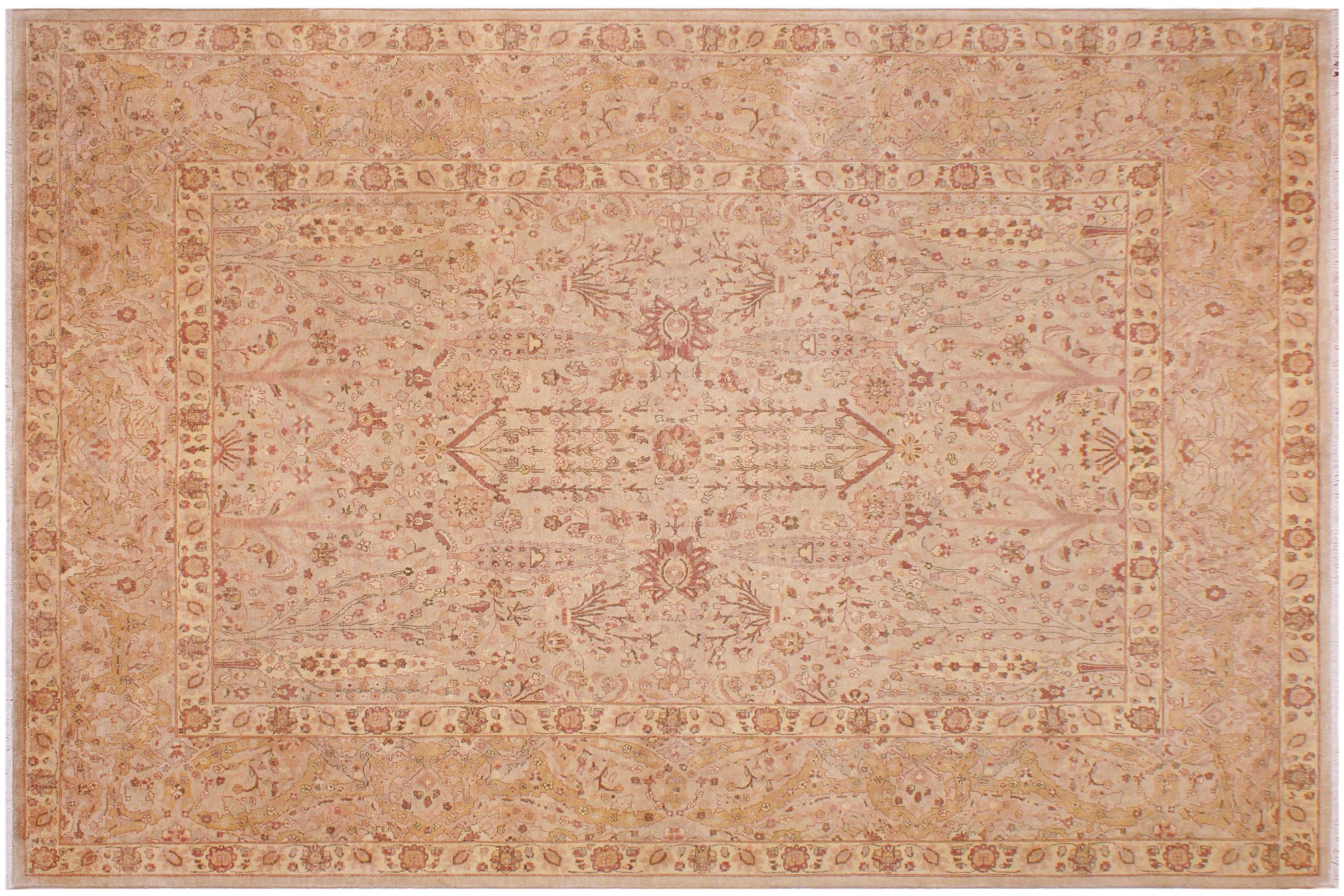 handmade Traditional Sarook Lt. Tan Lt. Tan Hand Knotted RECTANGLE 100% WOOL area rug 9' x 12'