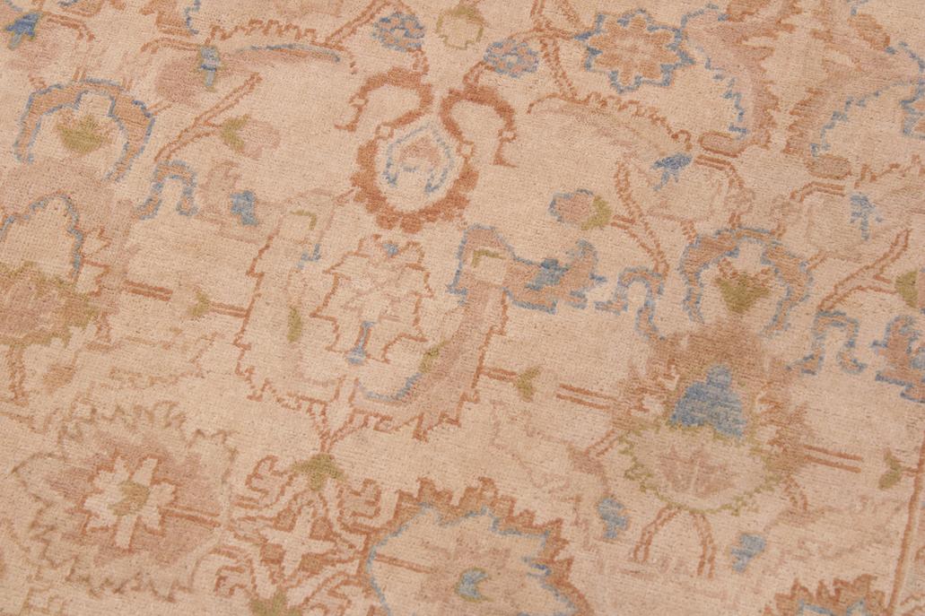 handmade Traditional Lahore Tan Rose Hand Knotted RECTANGLE 100% WOOL area rug 9'X12'