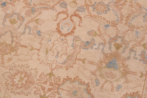 handmade Traditional Lahore Tan Rose Hand Knotted RECTANGLE 100% WOOL area rug 9'X12'