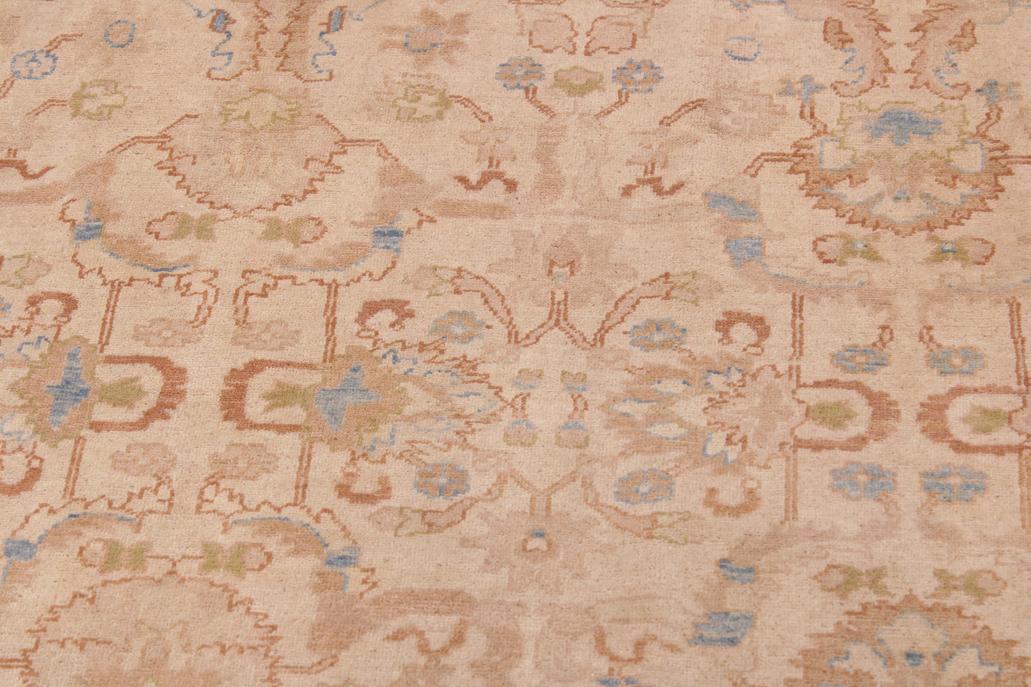 handmade Traditional Lahore Tan Rose Hand Knotted RECTANGLE 100% WOOL area rug 9'X12'