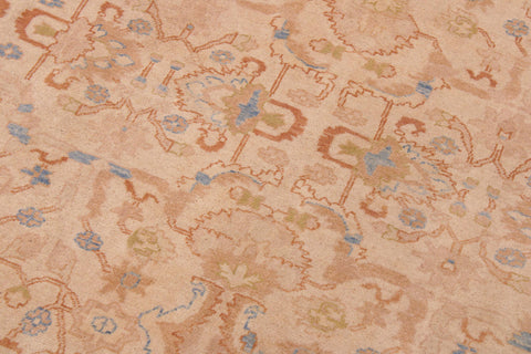 handmade Traditional Lahore Tan Rose Hand Knotted RECTANGLE 100% WOOL area rug 9' x 12'