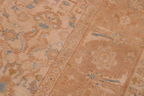 handmade Traditional Lahore Tan Rose Hand Knotted RECTANGLE 100% WOOL area rug 9' x 12'