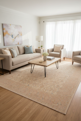 handmade Traditional Lahore Tan Rose Hand Knotted RECTANGLE 100% WOOL area rug 9'X12'