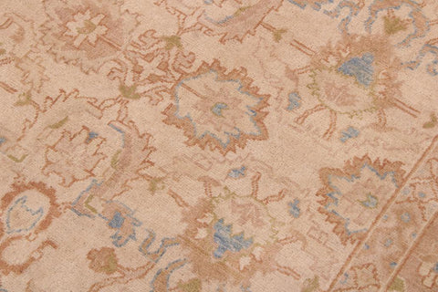 handmade Traditional Lahore Tan Rose Hand Knotted RECTANGLE 100% WOOL area rug 9'X12'