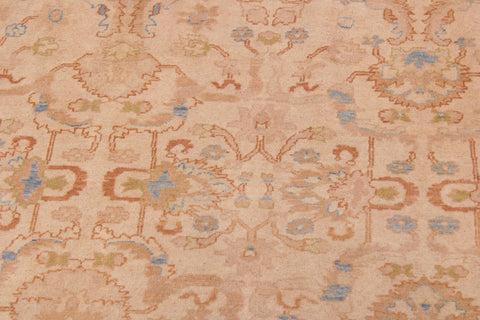 handmade Traditional Lahore Tan Rose Hand Knotted RECTANGLE 100% WOOL area rug 9' x 12'