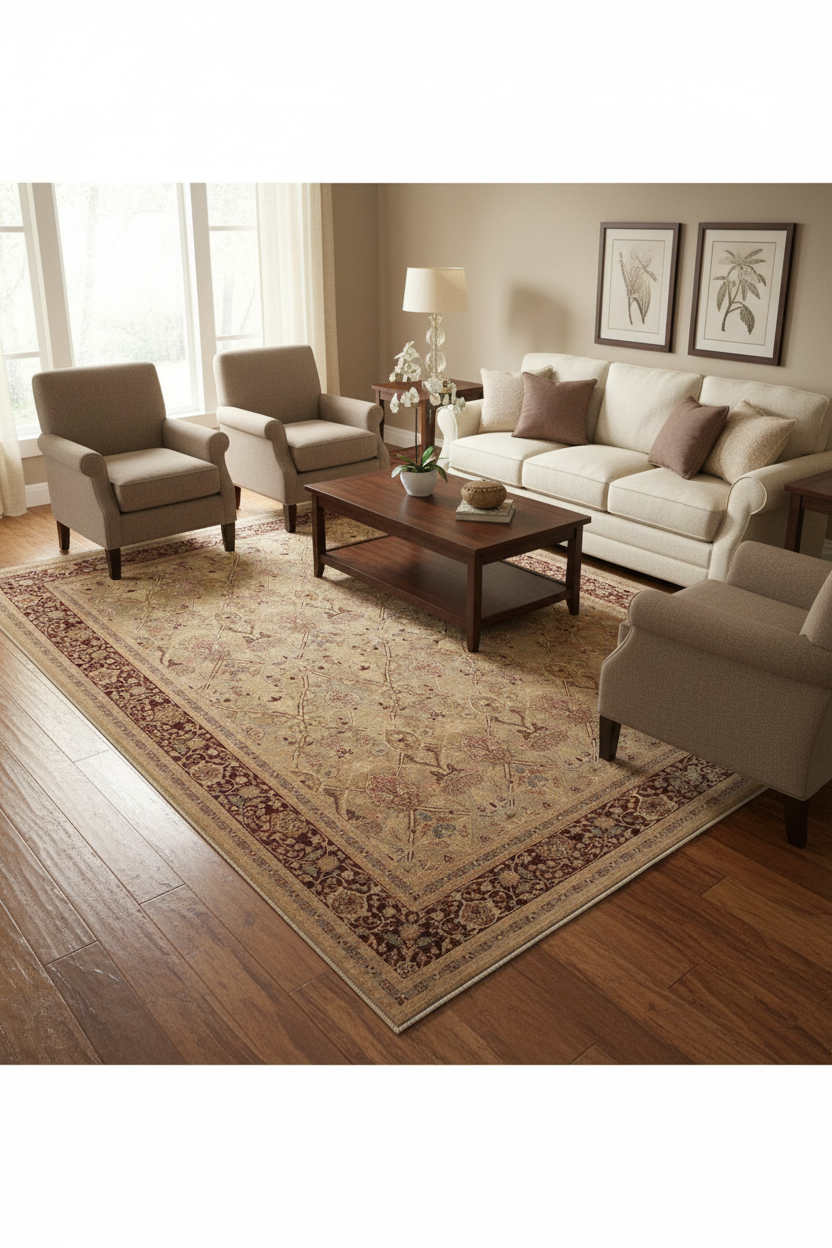 handmade Traditional Mujahid Gold Drk. Red Hand Knotted RECTANGLE 100% WOOL area rug 9'X12'