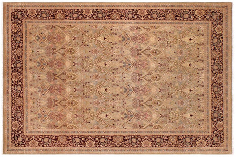 handmade Traditional Mujahid Gold Drk. Red Hand Knotted RECTANGLE 100% WOOL area rug 9'X12'