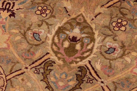 handmade Transitional Mujahid Gold Drk. Red Hand Knotted RECTANGLE 100% WOOL area rug 9x12