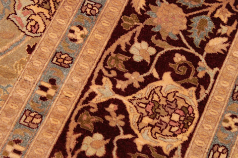 handmade Transitional Mujahid Gold Drk. Red Hand Knotted RECTANGLE 100% WOOL area rug 9x12