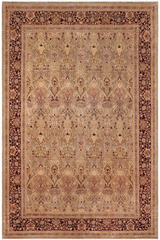 handmade Traditional Mujahid Gold Drk. Red Hand Knotted RECTANGLE 100% WOOL area rug 9'X12'