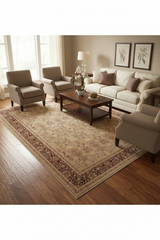 handmade Traditional Mujahid Gold Drk. Red Hand Knotted RECTANGLE 100% WOOL area rug 9'X12'