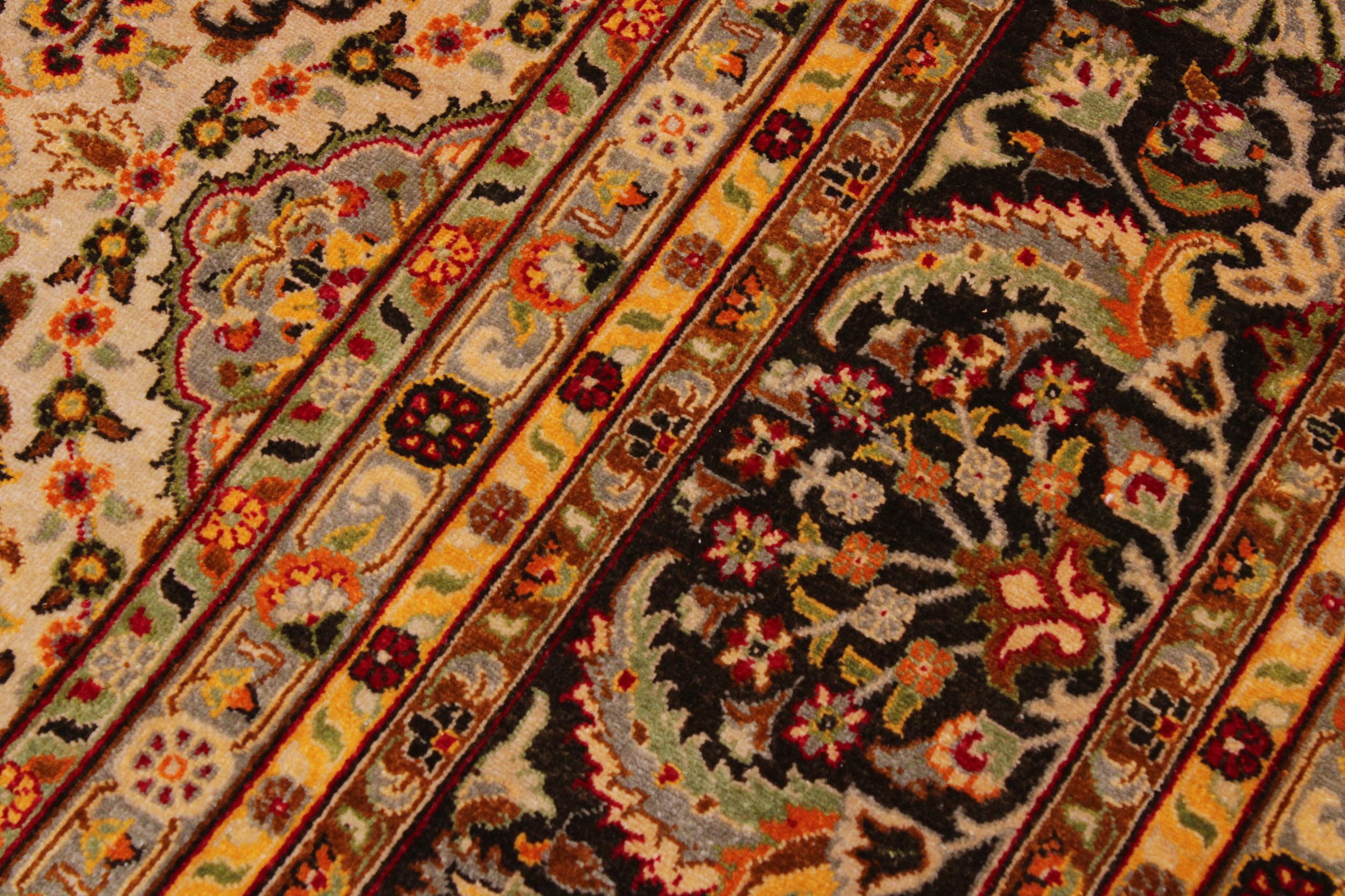 handmade Traditional Design Tan Black Hand Knotted RECTANGLE 100% WOOL area rug 9' x 12'