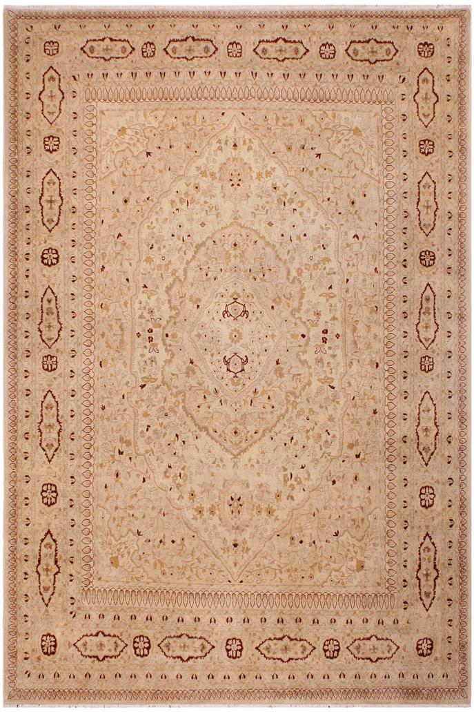 handmade Traditional Design Tan Tan Hand Knotted RECTANGLE 100% WOOL area rug 9'X12'