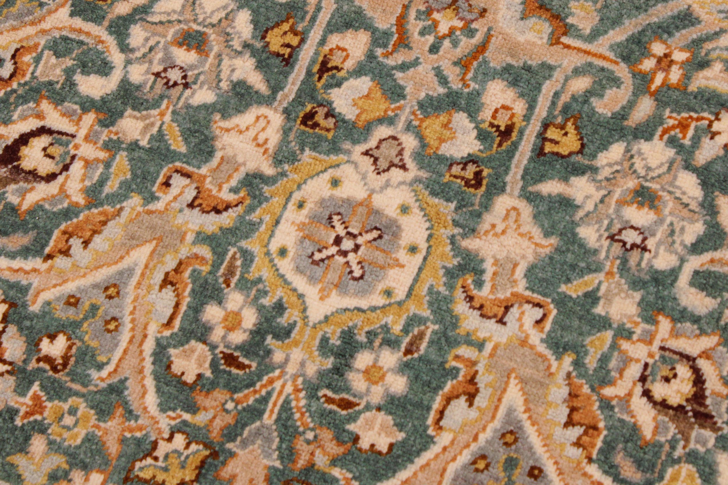 handmade Transitional Design Green Ivory Hand Knotted RECTANGLE 100% WOOL area rug 9' x 12'