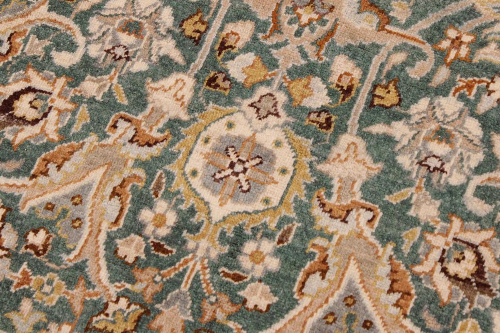 handmade Traditional Design Green Ivory Hand Knotted RECTANGLE 100% WOOL area rug 9'X12'