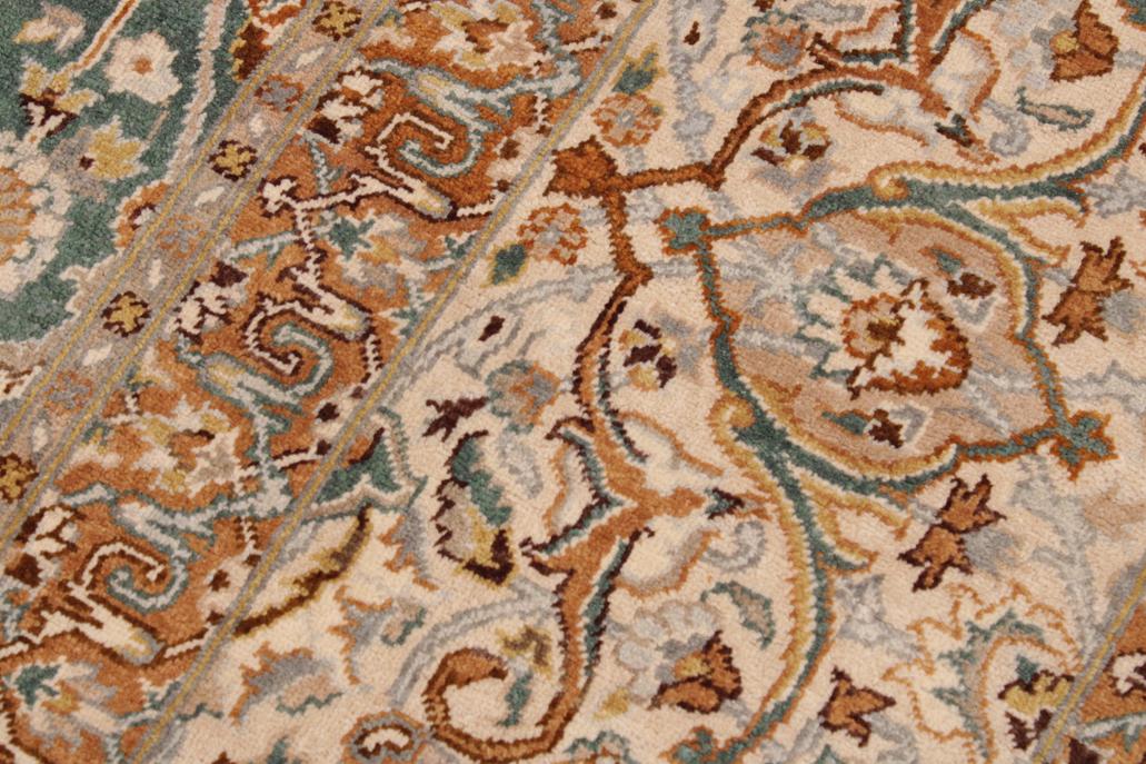 handmade Traditional Design Green Ivory Hand Knotted RECTANGLE 100% WOOL area rug 9'X12'