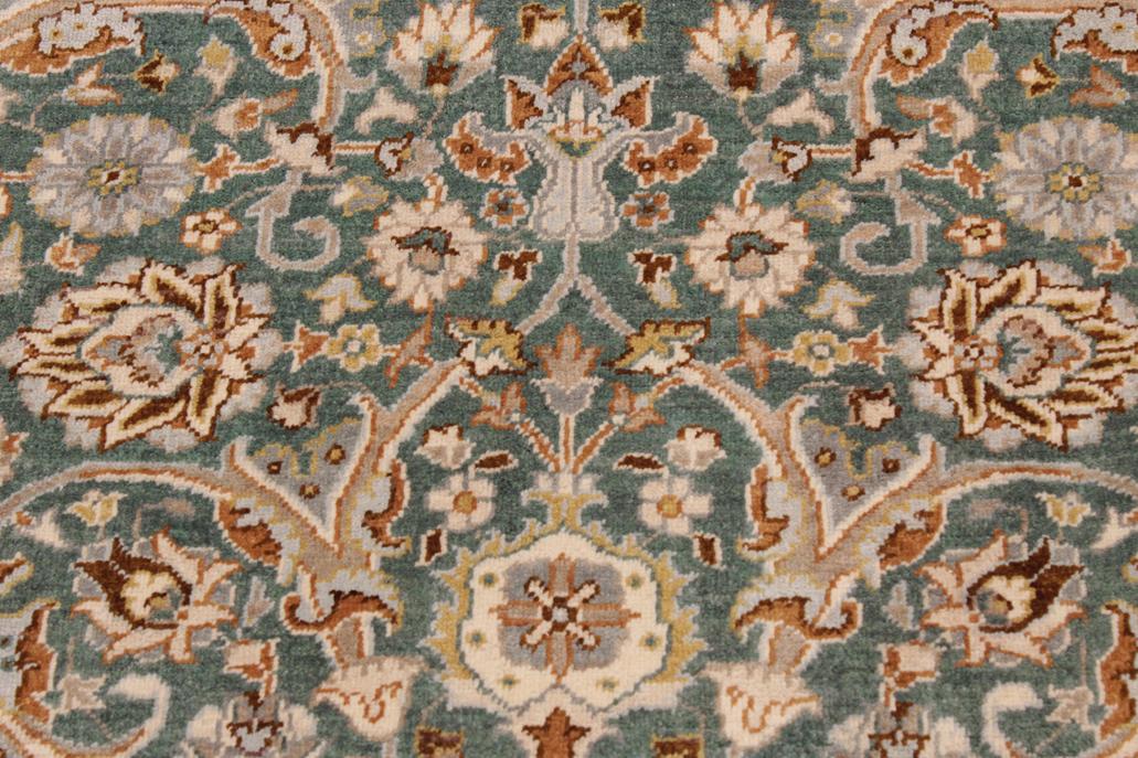 handmade Traditional Design Green Ivory Hand Knotted RECTANGLE 100% WOOL area rug 9'X12'