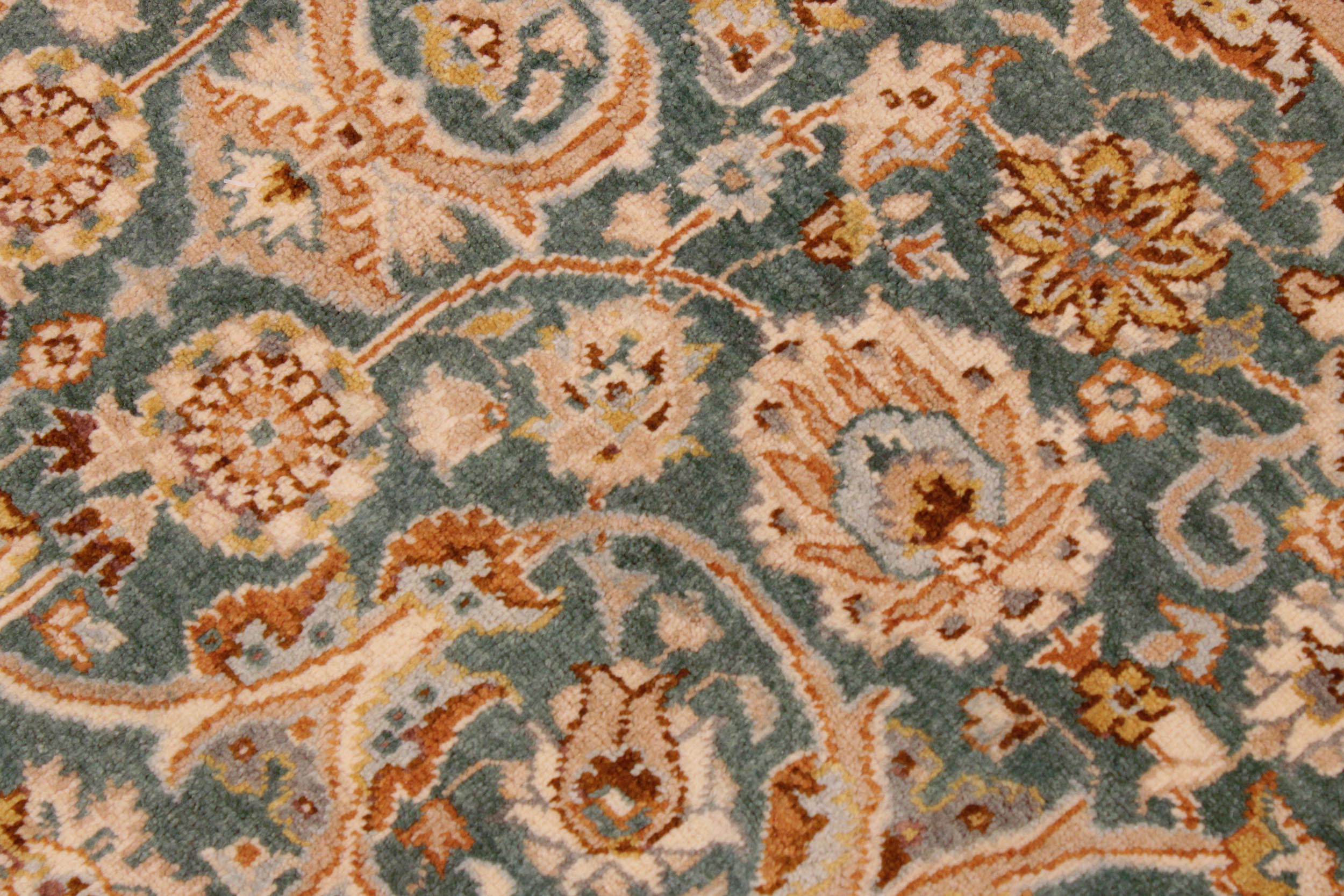 handmade Transitional Design Green Ivory Hand Knotted RECTANGLE 100% WOOL area rug 9' x 12'