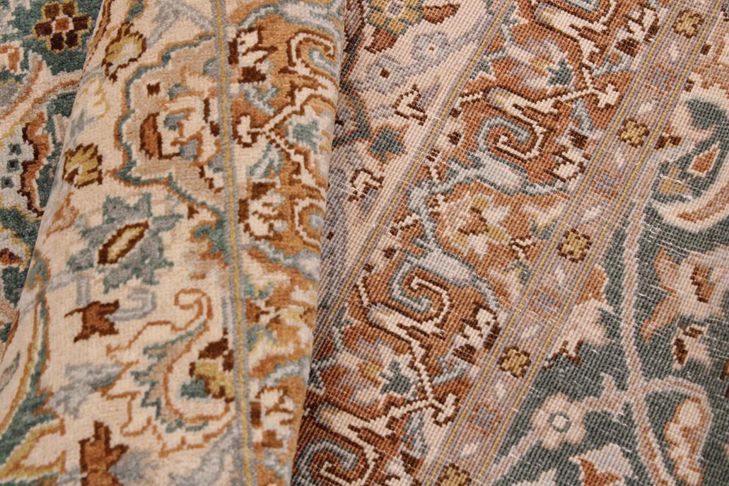 handmade Traditional Design Green Ivory Hand Knotted RECTANGLE 100% WOOL area rug 9'X12'