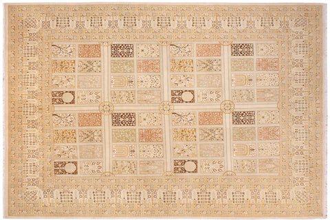 handmade Traditional Design Multi Tan Hand Knotted RECTANGLE 100% WOOL area rug 9'X12'