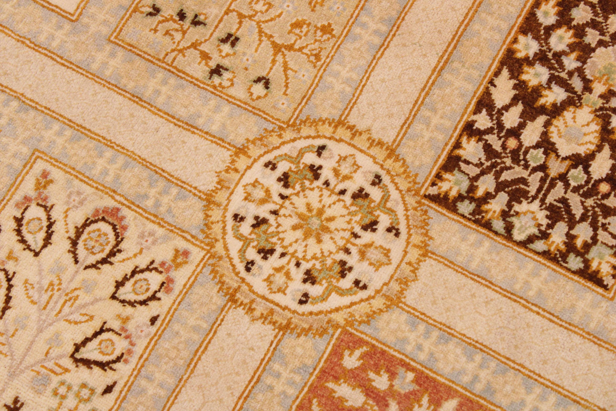 handmade Transitional Design Multi Tan Hand Knotted RECTANGLE 100% WOOL area rug 9' x 12'